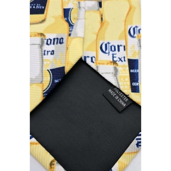 Corona Extra Beer Bottle All Over Print Men's Novelty Necktie Tie Cinco de Mayo - Picture 4 of 6